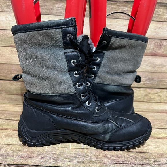 Ugg Black Leather Adirondack Li Winter Boots - Picture 2 of 10